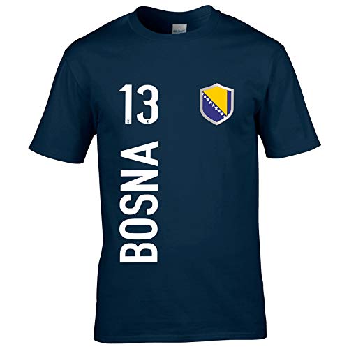 FanShirts4u Herren Fan-Shirt Jersey Trikot - BOSNIEN/Bosna - T-Shirt inkl. Druck Wunschname & Nummer WM EM (L, Bosna/dunkelblau) von FanShirts4u