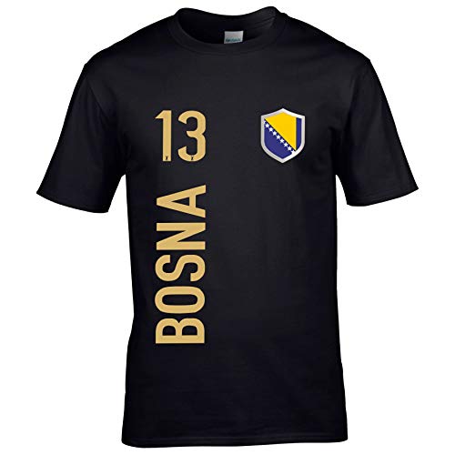 FanShirts4u Herren Fan-Shirt Jersey Trikot - BOSNIEN/Bosna - T-Shirt inkl. Druck Wunschname & Nummer WM EM (L, Bosna/schwarz) von FanShirts4u