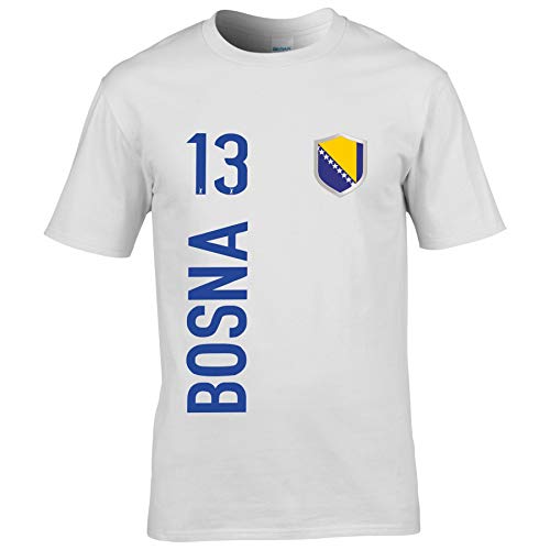 FanShirts4u Herren Fan-Shirt Jersey Trikot - BOSNIEN/Bosna - T-Shirt inkl. Druck Wunschname & Nummer WM EM (M, Bosna/weiß) von FanShirts4u