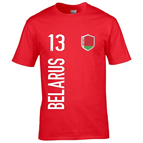 FanShirts4u Herren Fan-Shirt Jersey Trikot - Belarus/WEISSRUSSLAND - T-Shirt inkl. Druck Wunschname & Nummer WM EM (M, Belarus/rot) von FanShirts4u