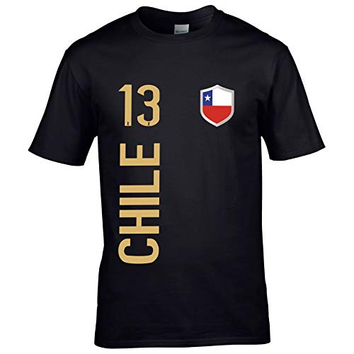 FanShirts4u Herren Fan-Shirt Jersey Trikot - Chile - T-Shirt inkl. Druck Wunschname & Nummer WM (4XL, Chile/schwarz) von FanShirts4u