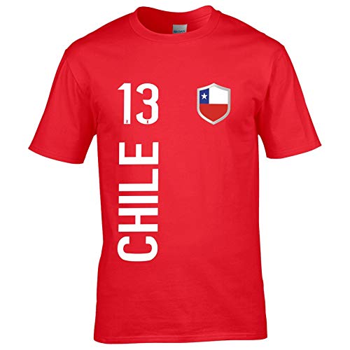 FanShirts4u Herren Fan-Shirt Jersey Trikot - Chile - T-Shirt inkl. Druck Wunschname & Nummer WM (XL, Chile/rot) von FanShirts4u