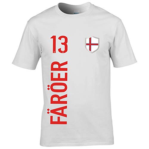 FanShirts4u Herren Fan-Shirt Jersey Trikot - FÄRÖER - T-Shirt inkl. Druck Wunschname & Nummer WM EM (XXL, FÄRÖER/weiß) von FanShirts4u