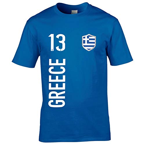 FanShirts4u Herren Fan-Shirt Jersey Trikot - GRIECHENLAND/Greece - T-Shirt inkl. Druck Wunschname & Nummer WM EM (L, Greece/blau) von FanShirts4u