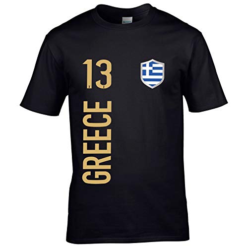 FanShirts4u Herren Fan-Shirt Jersey Trikot - GRIECHENLAND/Greece - T-Shirt inkl. Druck Wunschname & Nummer WM EM (M, Greece/schwarz) von FanShirts4u