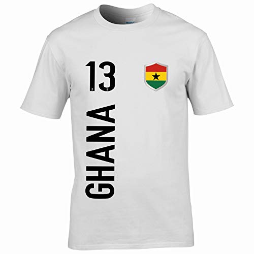 FanShirts4u Herren Fan-Shirt Jersey Trikot - Ghana - T-Shirt inkl. Druck Wunschname & Nummer WM (L, Ghana/weiß) von FanShirts4u