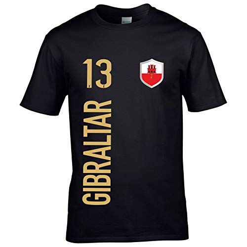 FanShirts4u Herren Fan-Shirt Jersey Trikot - Gibraltar - T-Shirt inkl. Druck Wunschname & Nummer WM EM (3XL, Gibraltar/schwarz) von FanShirts4u