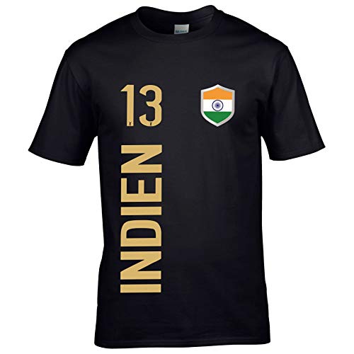 FanShirts4u Herren Fan-Shirt Jersey Trikot - Indien/India - T-Shirt inkl. Druck Wunschname & Nummer WM (L, Indien/schwarz) von FanShirts4u