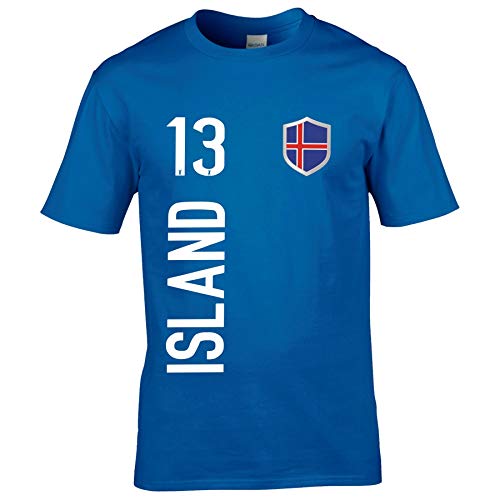 FanShirts4u Herren Fan-Shirt Jersey Trikot - Island/Iceland - T-Shirt inkl. Druck Wunschname & Nummer WM EM (L, Island/blau) von FanShirts4u