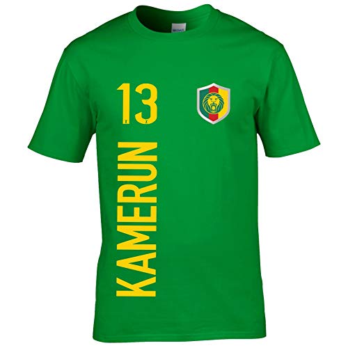 FanShirts4u Herren Fan-Shirt Jersey Trikot - KAMERUN/Cameroon - T-Shirt inkl. Druck Wunschname & Nummer WM (M, KAMERUN/grün) von FanShirts4u