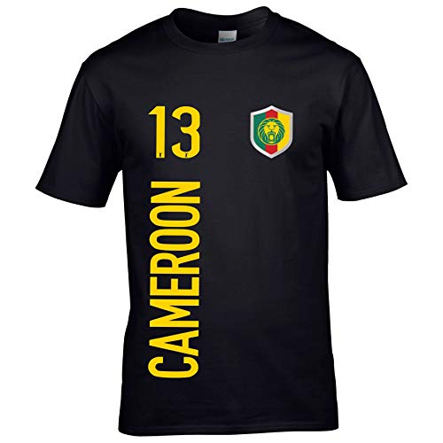 FanShirts4u Herren Fan-Shirt Jersey Trikot - KAMERUN/Cameroon - T-Shirt inkl. Druck Wunschname & Nummer WM (S, Cameroon/schwarz) von FanShirts4u