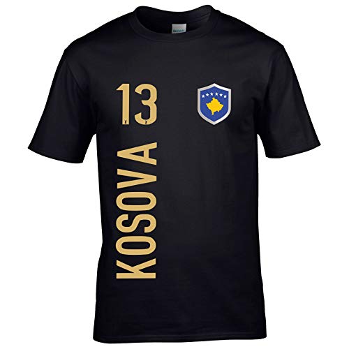 FanShirts4u Herren Fan-Shirt Jersey Trikot - Kosovo/KOSOVA - T-Shirt inkl. Druck Wunschname & Nummer WM EM (L, KOSOVA/schwarz) von FanShirts4u