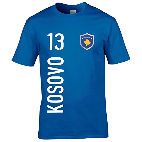 FanShirts4u Herren Fan-Shirt Jersey Trikot - Kosovo/KOSOVA - T-Shirt inkl. Druck Wunschname & Nummer WM EM (L, Kosovo/blau) von FanShirts4u