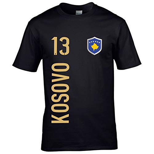FanShirts4u Herren Fan-Shirt Jersey Trikot - Kosovo/KOSOVA - T-Shirt inkl. Druck Wunschname & Nummer WM EM (M, Kosovo/schwarz) von FanShirts4u