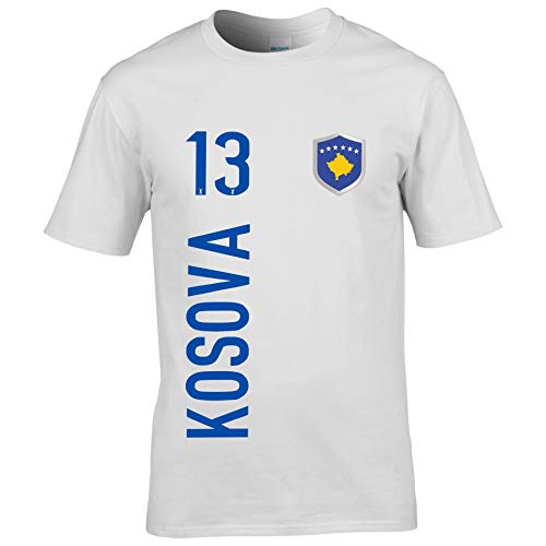 FanShirts4u Herren Fan-Shirt Jersey Trikot - Kosovo/KOSOVA - T-Shirt inkl. Druck Wunschname & Nummer WM EM (S, KOSOVA/weiß) von FanShirts4u