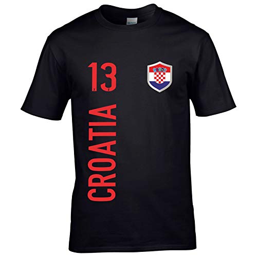 FanShirts4u Herren Fan-Shirt Jersey Trikot - Kroatien Hrvatska Croatia - T-Shirt inkl. Druck Wunschname & Nummer EM WM (M, Croatia/schwarz-rot) von FanShirts4u