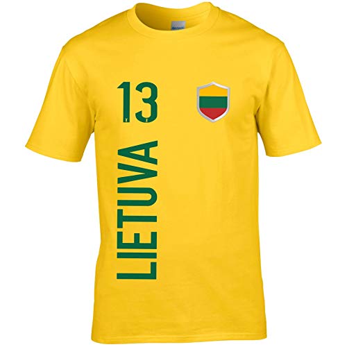 FanShirts4u Herren Fan-Shirt Jersey Trikot - LITAUEN/Lietuva - T-Shirt inkl. Druck Wunschname & Nummer WM EM (M, Lietuva/gelb) von FanShirts4u