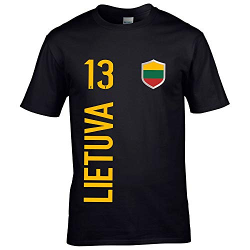 FanShirts4u Herren Fan-Shirt Jersey Trikot - LITAUEN/Lietuva - T-Shirt inkl. Druck Wunschname & Nummer WM EM (XXL, Lietuva/schwarz) von FanShirts4u