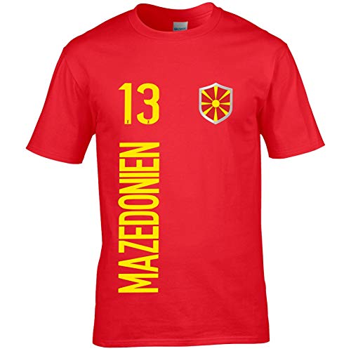 FanShirts4u Herren Fan-Shirt Jersey Trikot - MAZEDONIEN/MAKEDOIJA - T-Shirt inkl. Druck Wunschname & Nummer WM EM (3XL, MAZEDONIEN/rot) von FanShirts4u