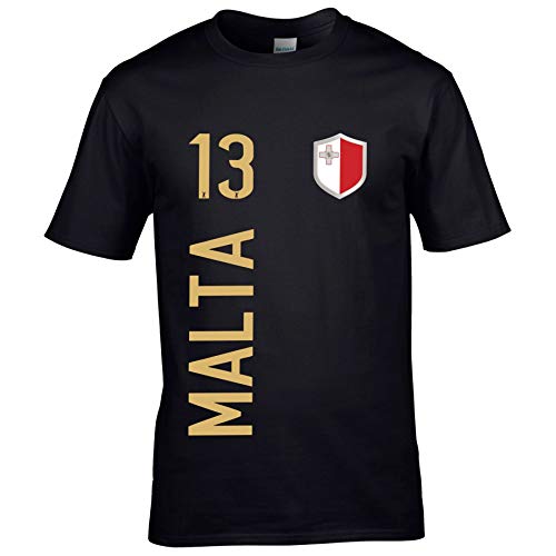 FanShirts4u Herren Fan-Shirt Jersey Trikot - Malta - T-Shirt inkl. Druck Wunschname & Nummer WM EM (L, Malta/schwarz) von FanShirts4u