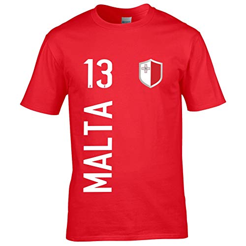 FanShirts4u Herren Fan-Shirt Jersey Trikot - Malta - T-Shirt inkl. Druck Wunschname & Nummer WM EM (M, Malta/rot) von FanShirts4u