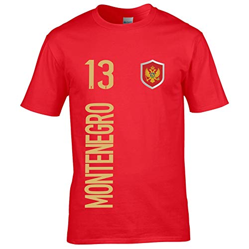 FanShirts4u Herren Fan-Shirt Jersey Trikot - Montenegro/CRNA GORA - T-Shirt inkl. Druck Wunschname & Nummer WM EM (3XL, Montenegro/rot) von FanShirts4u