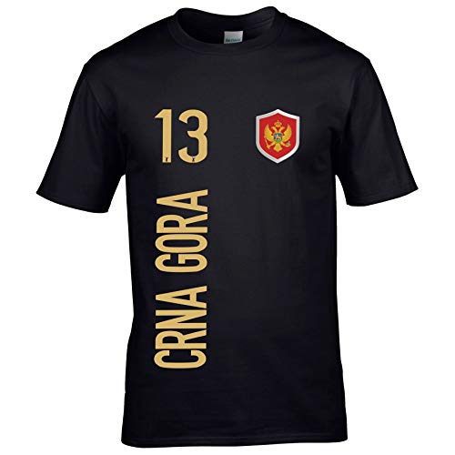 FanShirts4u Herren Fan-Shirt Jersey Trikot - Montenegro/CRNA GORA - T-Shirt inkl. Druck Wunschname & Nummer WM EM (L, CRNA GORA/schwarz) von FanShirts4u