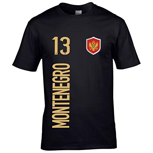 FanShirts4u Herren Fan-Shirt Jersey Trikot - Montenegro/CRNA GORA - T-Shirt inkl. Druck Wunschname & Nummer WM EM (L, Montenegro/schwarz) von FanShirts4u