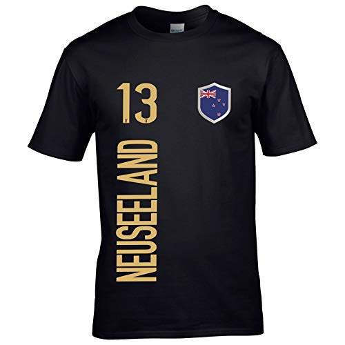 FanShirts4u Herren Fan-Shirt Jersey Trikot - NEUSEELAND/New Zealand - T-Shirt inkl. Druck Wunschname & Nummer WM (L, NEUSEELAND/schwarz-Gold) von FanShirts4u