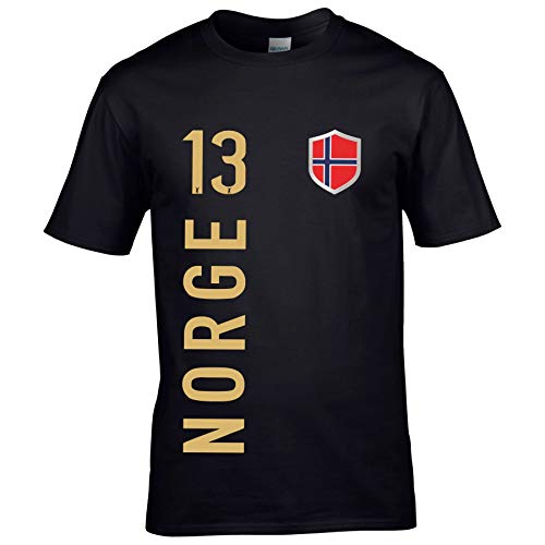 FanShirts4u Herren Fan-Shirt Jersey Trikot - NORWEGEN/Norway/Norge - T-Shirt inkl. Druck Wunschname & Nummer WM EM (L, Norge/schwarz) von FanShirts4u