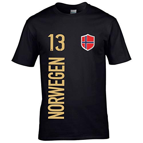 FanShirts4u Herren Fan-Shirt Jersey Trikot - NORWEGEN/Norway/Norge - T-Shirt inkl. Druck Wunschname & Nummer WM EM (M, NORWEGEN/schwarz) von FanShirts4u