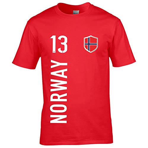 FanShirts4u Herren Fan-Shirt Jersey Trikot - NORWEGEN/Norway/Norge - T-Shirt inkl. Druck Wunschname & Nummer WM EM (XL, Norway/rot) von FanShirts4u