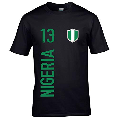 FanShirts4u Herren Fan-Shirt Jersey Trikot - Nigeria - T-Shirt inkl. Druck Wunschname & Nummer WM (XL, Nigeria/schwarz) von FanShirts4u