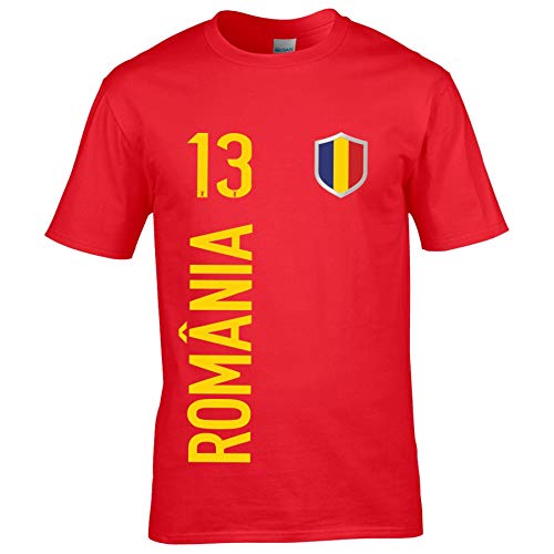 FanShirts4u Herren Fan-Shirt Jersey Trikot - RUMÄNIEN/ROMÂNIA - T-Shirt inkl. Druck Wunschname & Nummer WM EM (M, ROMÂNIA/rot) von FanShirts4u