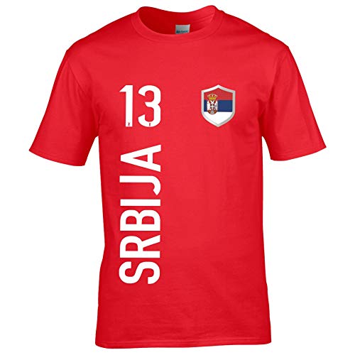 FanShirts4u Herren Fan-Shirt Jersey Trikot - SERBIEN/Srbija - T-Shirt inkl. Druck Wunschname & Nummer WM EM (L, Srbija/rot) von FanShirts4u