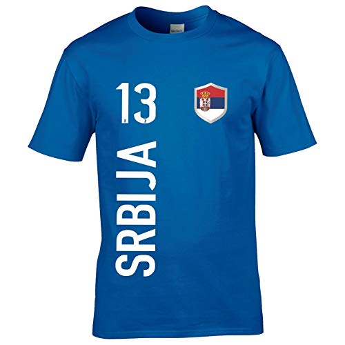 FanShirts4u Herren Fan-Shirt Jersey Trikot - SERBIEN/Srbija - T-Shirt inkl. Druck Wunschname & Nummer WM EM (M, Srbija/blau) von FanShirts4u