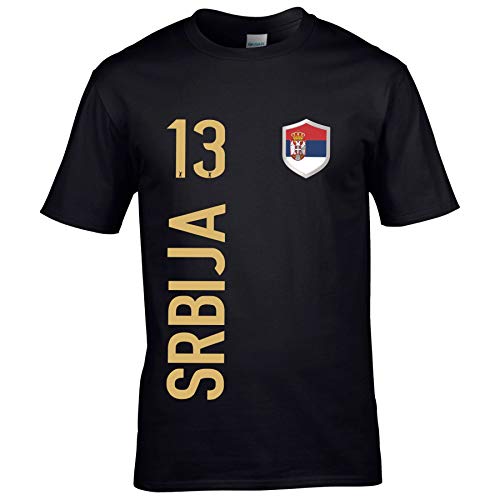 FanShirts4u Herren Fan-Shirt Jersey Trikot - SERBIEN/Srbija - T-Shirt inkl. Druck Wunschname & Nummer WM EM (S, Srbija/schwarz) von FanShirts4u