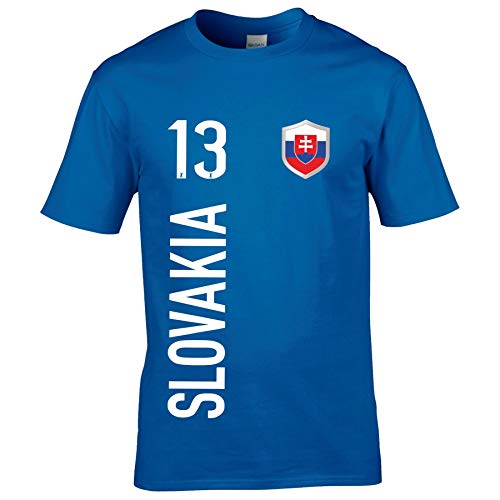 FanShirts4u Herren Fan-Shirt Jersey Trikot - SLOWAKEI/Slovakia/Slovensko - T-Shirt inkl. Druck Wunschname & Nummer WM EM (M, Slovakia/blau) von FanShirts4u