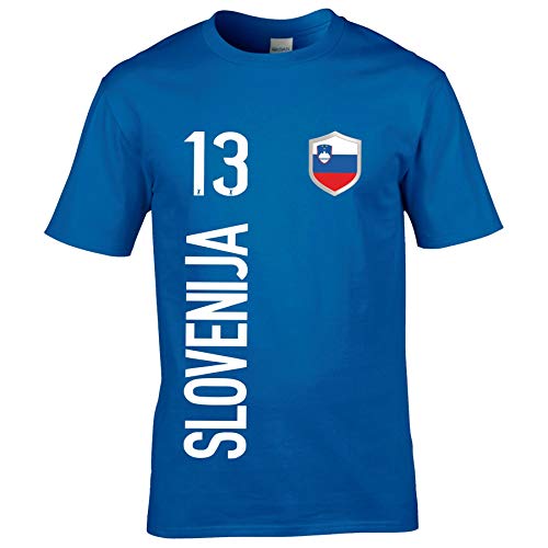 FanShirts4u Herren Fan-Shirt Jersey Trikot - SLOWENIEN/SLOVENIJA - T-Shirt inkl. Druck Wunschname & Nummer WM EM (L, SLOVENIJA/blau) von FanShirts4u