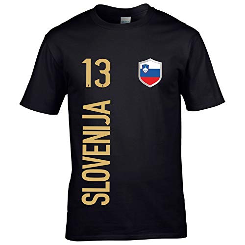 FanShirts4u Herren Fan-Shirt Jersey Trikot - SLOWENIEN/SLOVENIJA - T-Shirt inkl. Druck Wunschname & Nummer WM EM (L, SLOVENIJA/schwarz) von FanShirts4u