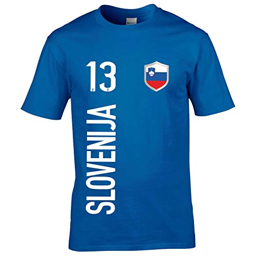 FanShirts4u Herren Fan-Shirt Jersey Trikot - SLOWENIEN/SLOVENIJA - T-Shirt inkl. Druck Wunschname & Nummer WM EM (XL, SLOVENIJA/blau) von FanShirts4u