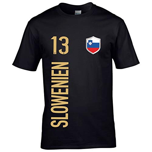 FanShirts4u Herren Fan-Shirt Jersey Trikot - SLOWENIEN/SLOVENIJA - T-Shirt inkl. Druck Wunschname & Nummer WM EM (XXL, SLOWENIEN/schwarz) von FanShirts4u