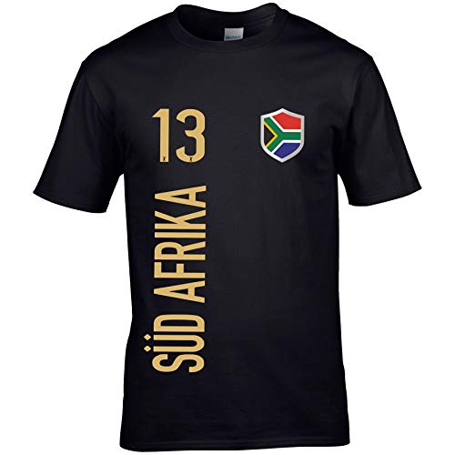 FanShirts4u Herren Fan-Shirt Jersey Trikot - SÜD Afrika/South Africa - T-Shirt inkl. Druck Wunschname & Nummer WM (L, SÜD Afrika/schwarz) von FanShirts4u