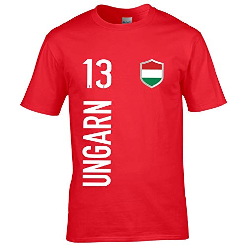 FanShirts4u Herren Fan-Shirt Jersey Trikot - UNGARN/Hungary/MAGYARORSZÁG - T-Shirt inkl. Druck Wunschname & Nummer WM EM (L, UNGARN/rot) von FanShirts4u