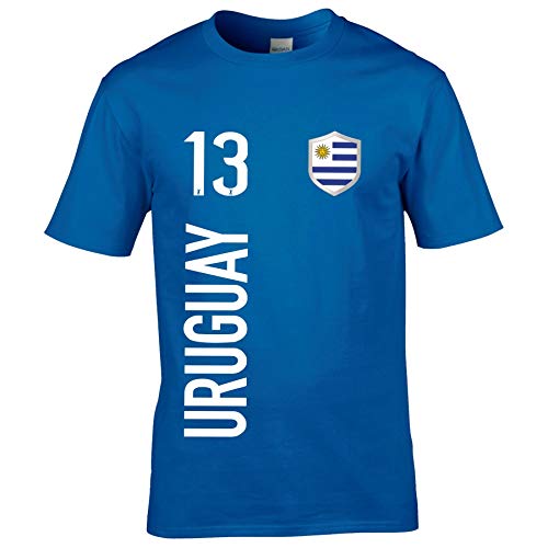 FanShirts4u Herren Fan-Shirt Jersey Trikot - Uruguay - T-Shirt inkl. Druck Wunschname & Nummer WM (L, Uruguay/blau) von FanShirts4u