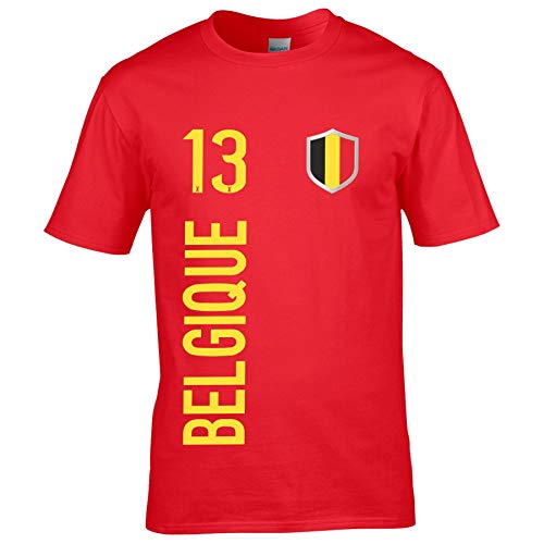 FanShirts4u Herren Fanshirt Jersey Trikot Belgien Belgium Belgique T-Shirt inkl. Druck Wunschname u. Wunschnummer EM WM (4XL, Belgique/rot) von FanShirts4u