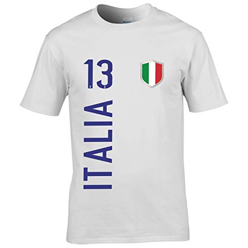 FanShirts4u Herren Fanshirt Jersey Trikot Italien Italia Italy T-Shirt inkl. Druck Wunschname u. Wunschnummer EM WM (L, Italia/weiß) von FanShirts4u