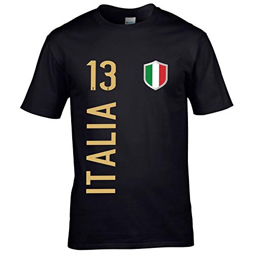 FanShirts4u Herren Fanshirt Jersey Trikot Italien Italia Italy T-Shirt inkl. Druck Wunschname u. Wunschnummer EM WM (S, Italia/schwarz) von FanShirts4u