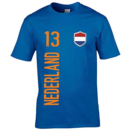 FanShirts4u Herren Fanshirt Jersey Trikot NIEDERLANDE Holland Nederland T-Shirt inkl. Druck Wunschname u. Wunschnummer EM WM (3XL, Nederland/blau) von FanShirts4u