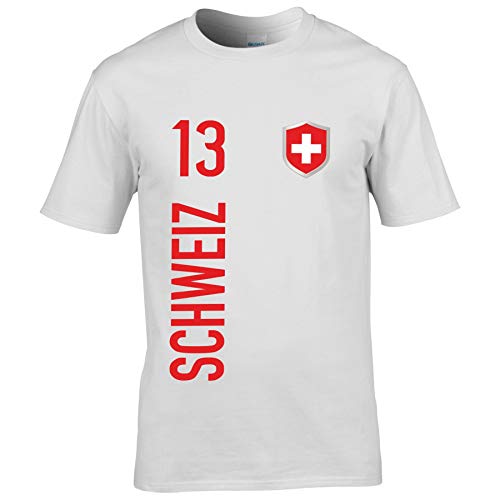 FanShirts4u Herren Fanshirt Jersey Trikot Schweiz Suisse Switzerland T-Shirt inkl. Druck Wunschname u. Wunschnummer EM WM (5XL, Schweiz/weiß) von FanShirts4u